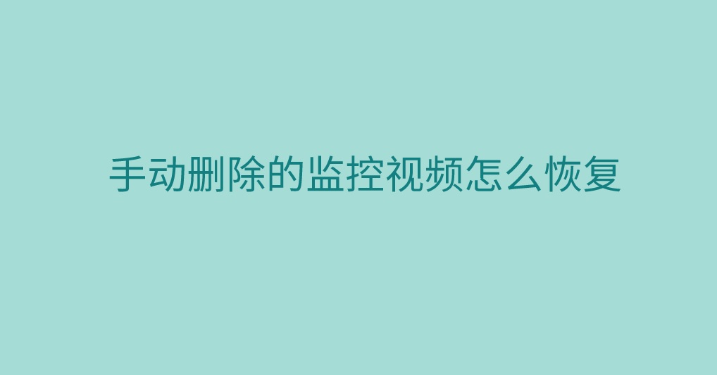 手动删除的监控视频怎么恢复？专业的恢复解决方案